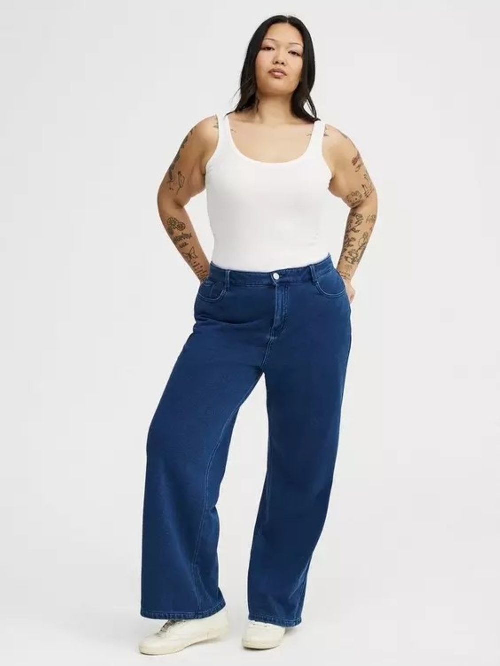 NWT Torrid High-Rise Wide-Leg French Terry Jeans Size 22 Short Blue Soft Stretch
